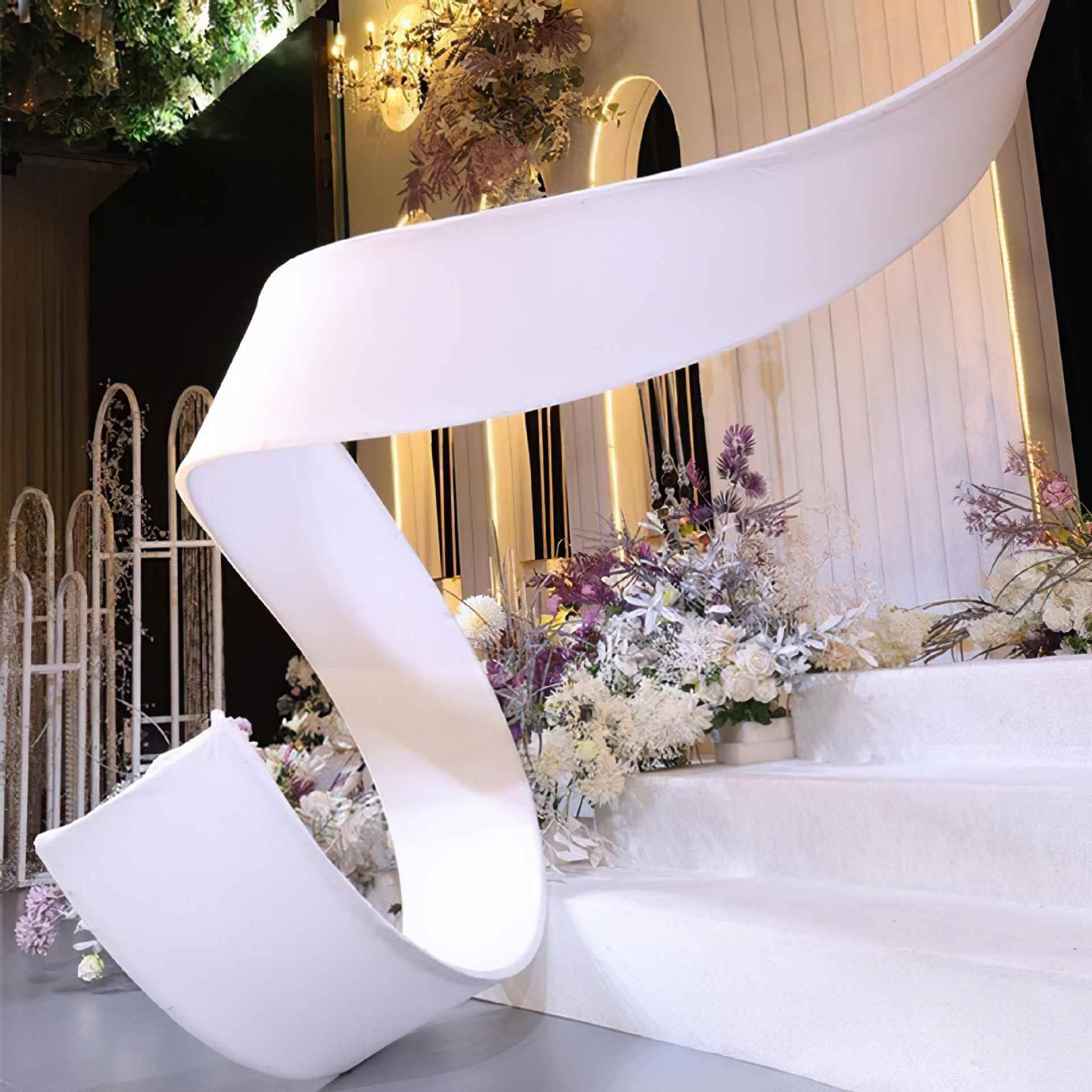新婚阳光板自由曲线波浪弧形螺旋百变弹力布造型婚礼布置道具吊顶