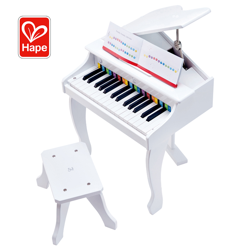 Hape30键电钢琴优雅白儿童电子琴木质可弹奏玩具乐感训练女孩礼物