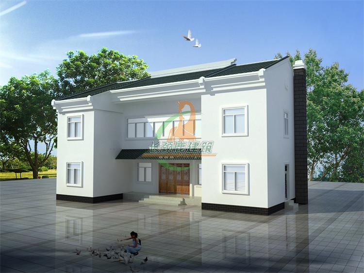 16.8*10.6米130平二层中式别墅设计效果图纸自建房屋带柴火灶壁炉