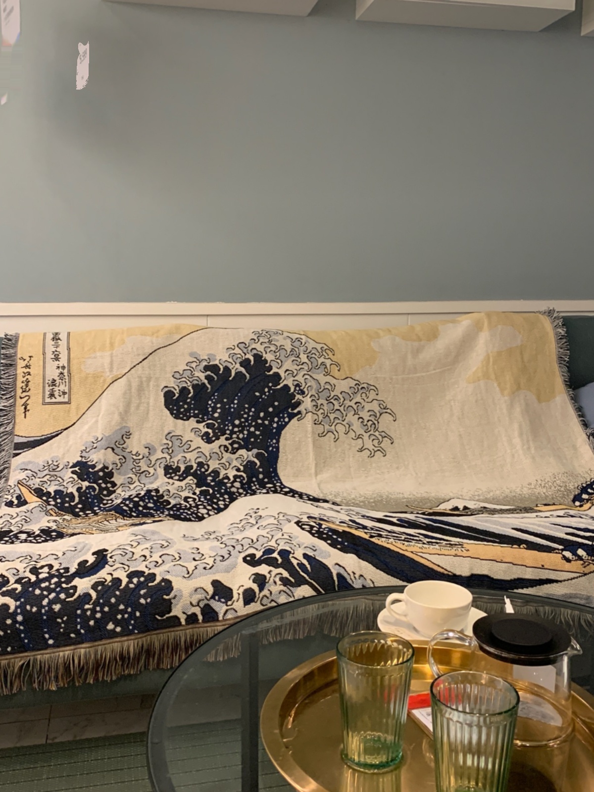 销神奈川冲浪里 日式风浮世绘风景艺术沙发毯毛毯装饰毯野餐毯厂