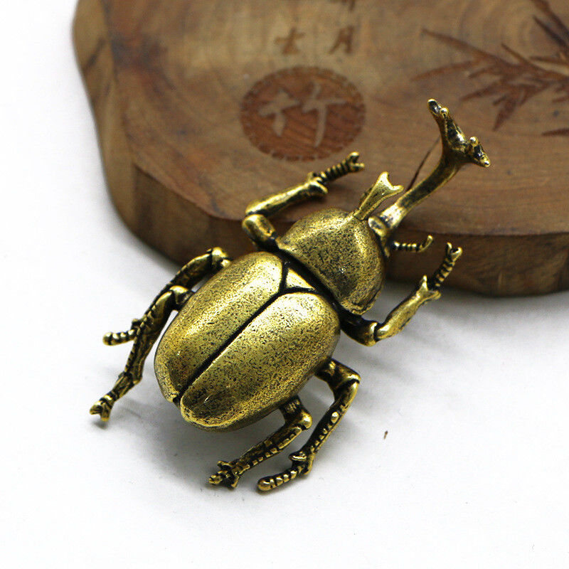 创意礼品实心黄铜甲壳虫摆件铜独角仙仿真昆虫茶宠茶道装饰品虫子