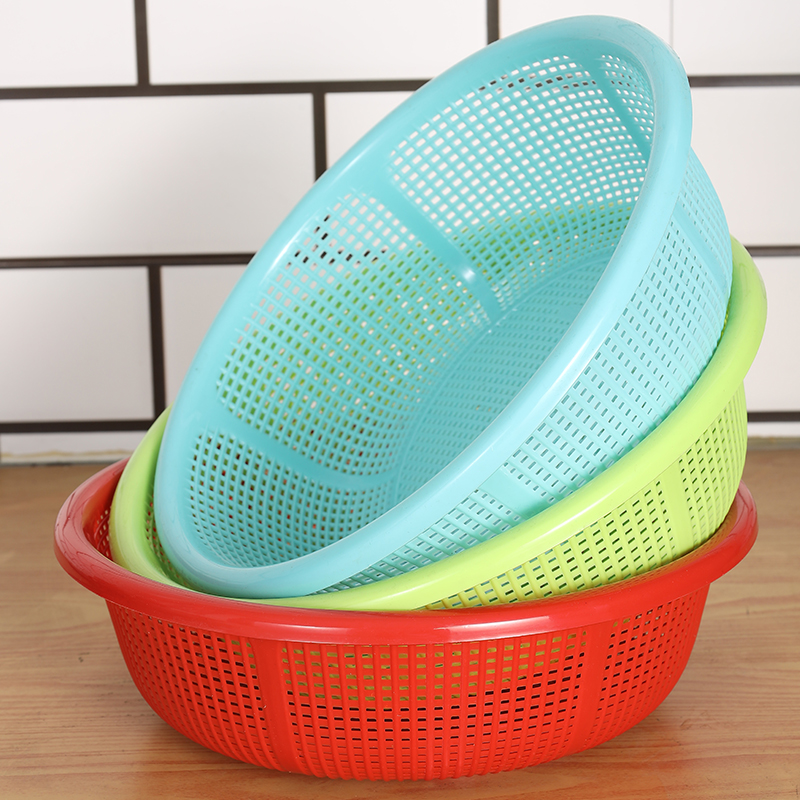 洗菜盆沥水篮家用塑料菜篮子圆形细孔淘米筛子箩筐厨房水果清洗篮