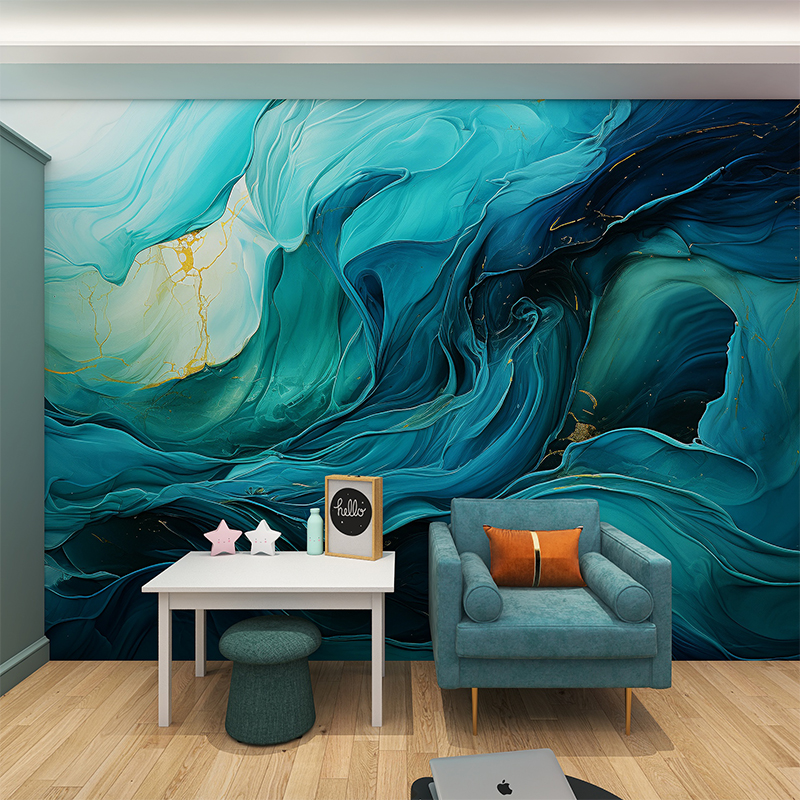 艺术油画壁纸北欧抽象泼墨背景墙客厅卧室定制装修新款墙纸高级感
