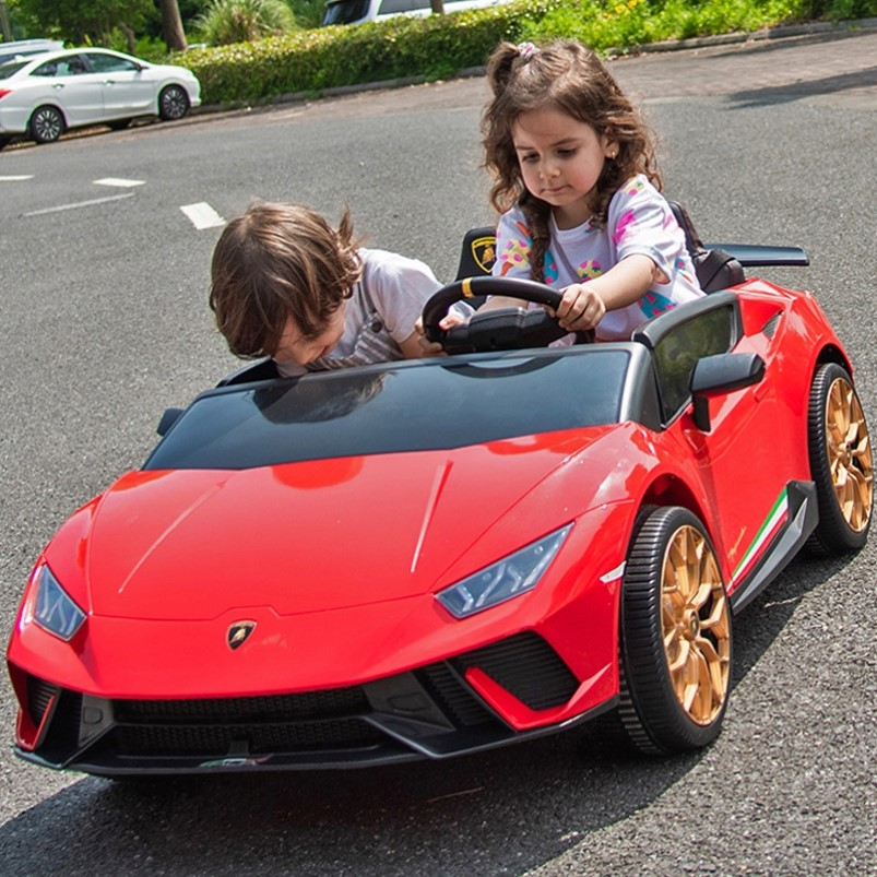 兰博基尼双人座儿童电动车带遥控四轮小孩玩具汽车可坐人宝宝跑车