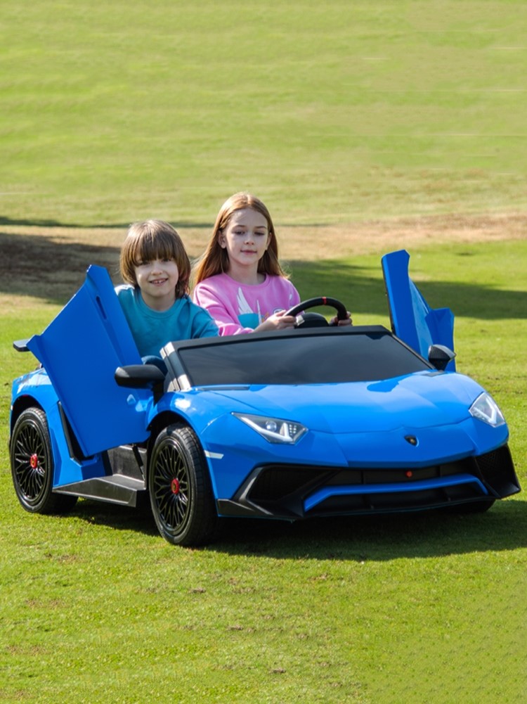 双人座兰博基尼儿童电动汽车四轮玩具车宝宝亲子跑车可坐大人超大