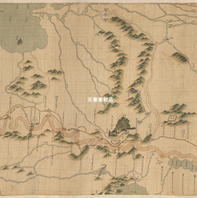 清代1750年黄河南河图 江苏省黄河下游高清电子版老地图素材TIF