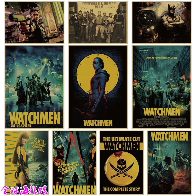守望者 Watchmen 超级英雄电影海报复古牛皮纸装饰画挂画