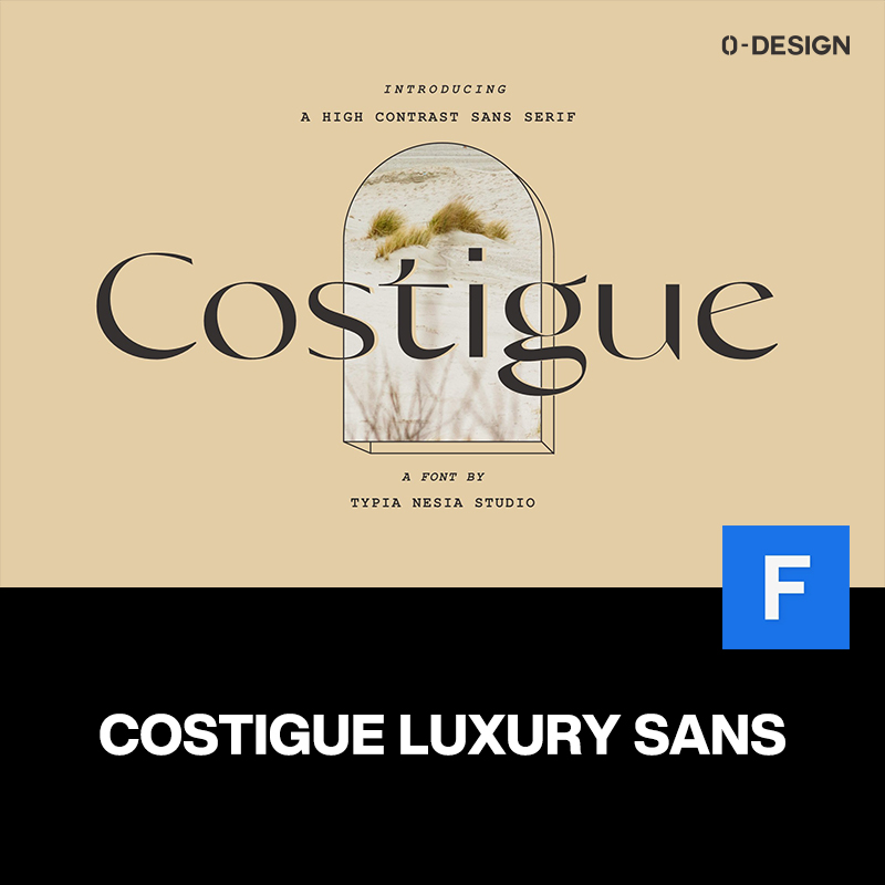 Costigue经典极简奢侈品logo杂志排版邀请函标题装饰衬线英文字体