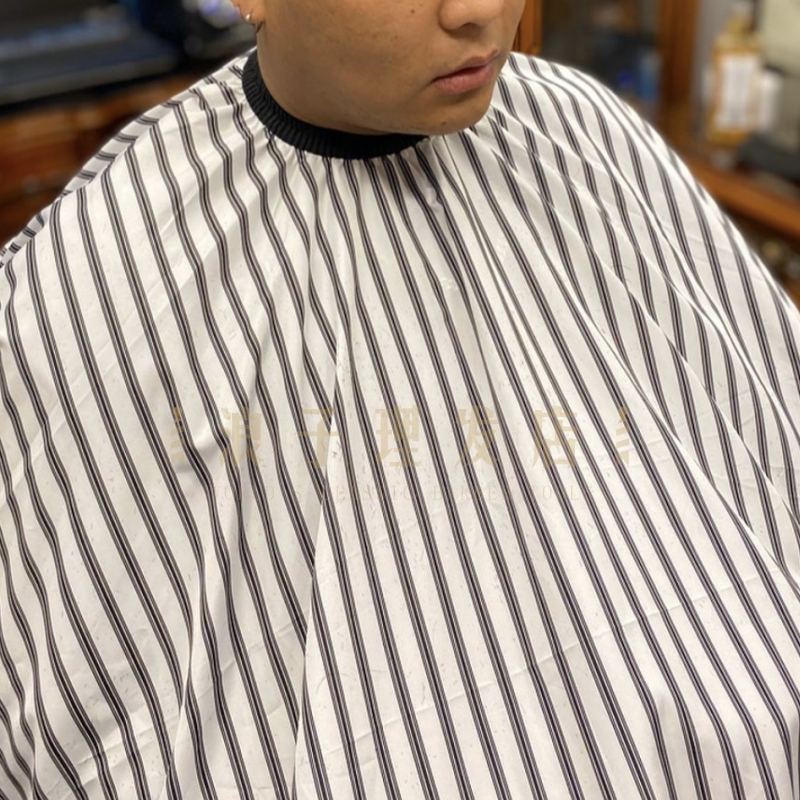 高端韩国男士油头店190加长盖脚barbershop理发师围布复古条纹