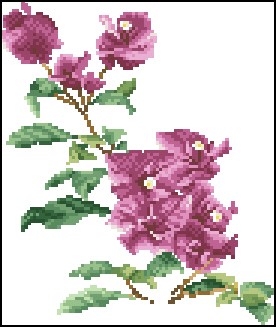 十字绣电子图纸600紫色花枝2 植物92W*109H26色XSD源文件