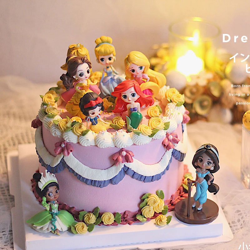 卡通儿童女孩生日蛋糕装饰网红女生Q版公主城堡烘焙蛋糕装饰插件