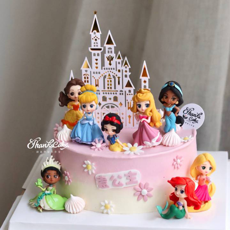 第三代8款迷你公主蛋糕装饰摆件小仙女Q版套装女生小女孩生日插件