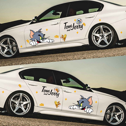 猫和老鼠车贴创意个性网红汤姆卡通车门贴猫和老鼠搞笑趣味车身贴
