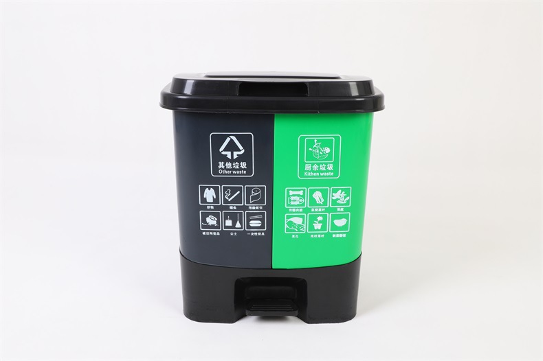 家用室内30L垃圾桶双桶简单脚踏式可定 制图案LOGO