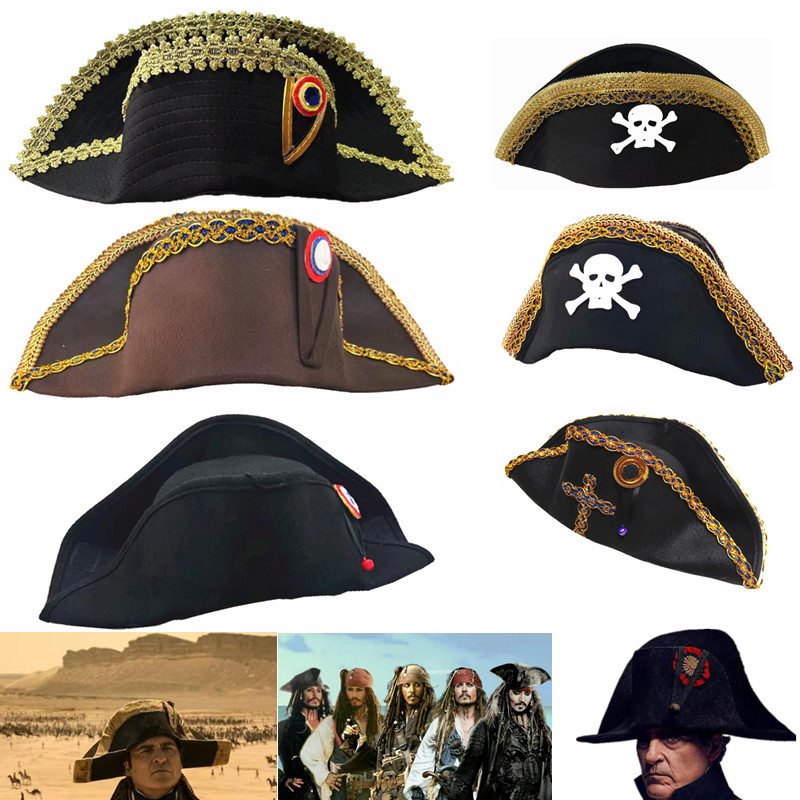 船长帽海盗帽拿破仑帽二角帽法国双角帽拿破仑双角帽拿皮仑复刻
