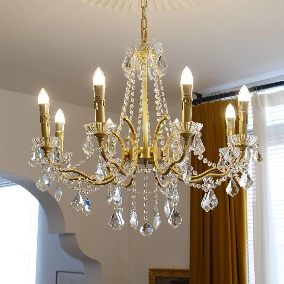 贝可  法式全铜水晶吊灯 美式欧式别墅客厅餐厅卧室书房衣帽间灯