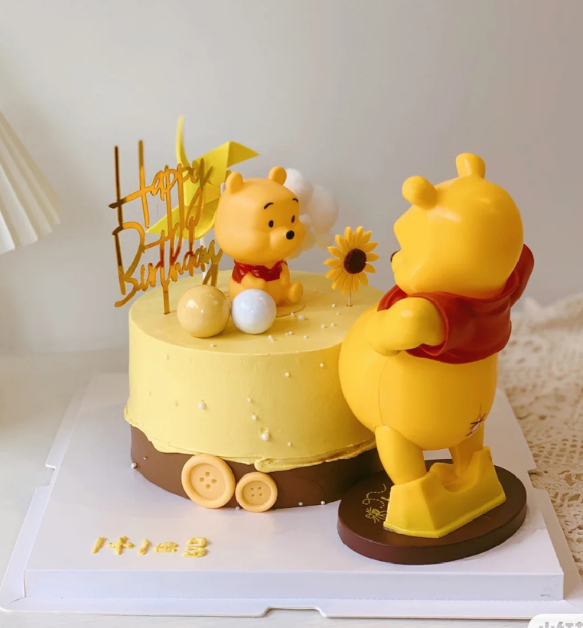 大肚子维尼熊蛋糕装饰摆件卡通可爱小熊公仔孕妇生日烘焙装扮插件