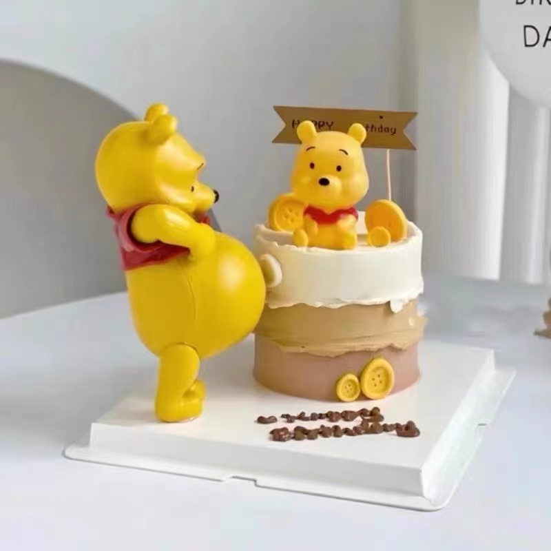 ins卡通大肚子熊蛋糕装饰摆件网红可爱小熊孕妇妈妈生日烘焙插件