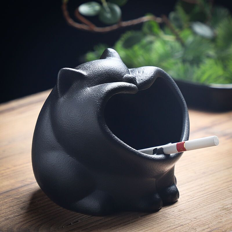 热销可爱卡通恶狗陶瓷烟灰缸创意个性时尚防风大号客厅家用潮流烟