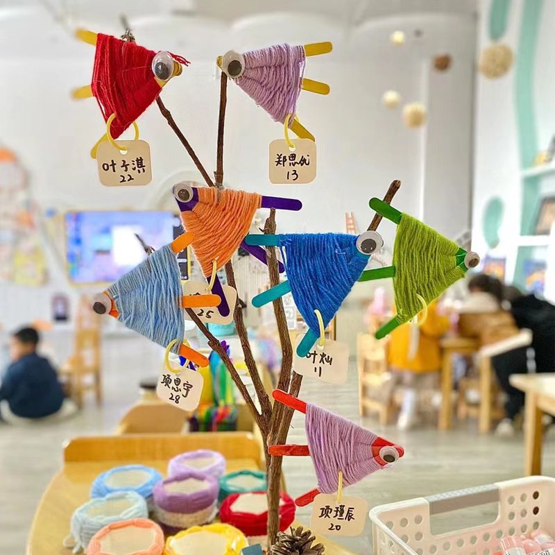 幼儿园中大班创意diy毛线编织鱼手工教学区角区域环创装饰材料包