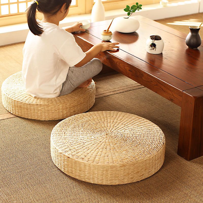 日式蒲团坐垫草编加厚打坐垫跪坐拜佛禅修垫榻榻米垫家用圆形垫子