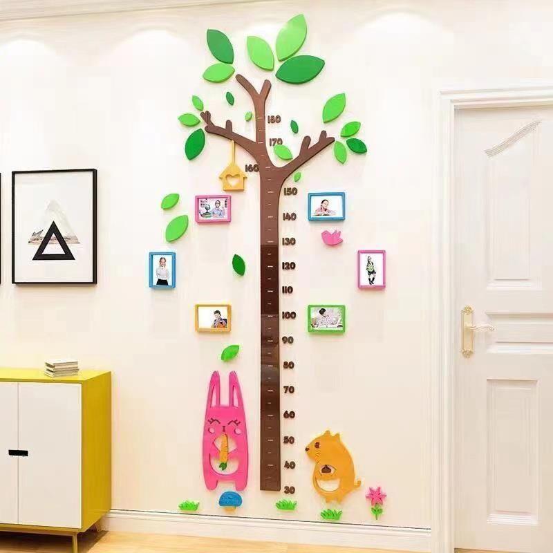 M125兔子松鼠小鸟相框身高贴卡通大树儿童房间幼儿园墙面装饰