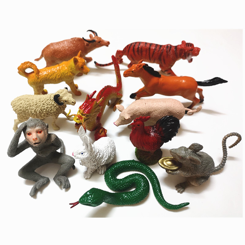 仿真动物12生肖模型 野生动物儿童玩具套装 十二生肖儿童认识动物