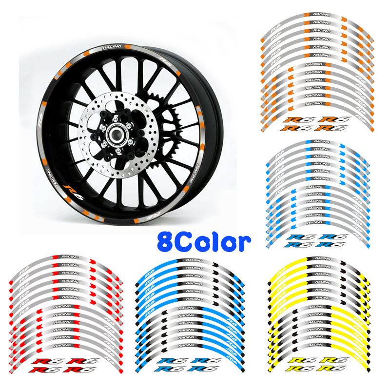 适用于雅马哈\R6标志 3M彩色防水专用轮圈贴 R6钢圈贴花 轮毂贴纸