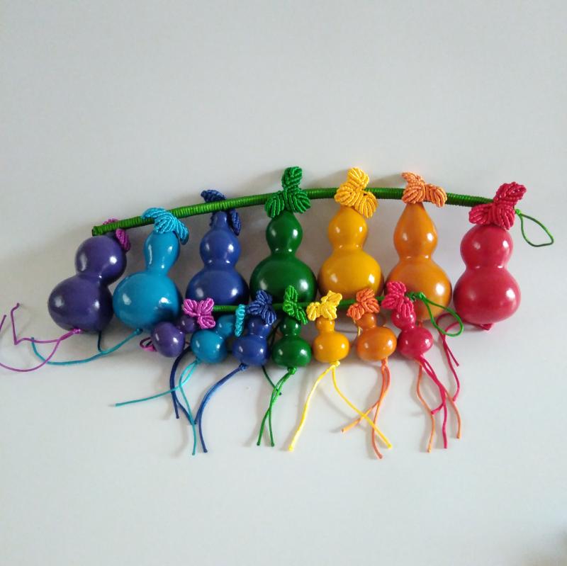 天然七彩小葫芦儿童七色葫芦娃孩子礼物彩绘葫芦玩具挂件家居摆件