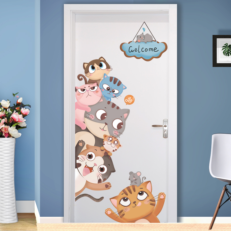 卡通儿童房间布置卧室装饰3D立体自粘墙贴画墙面入户门改造门贴纸