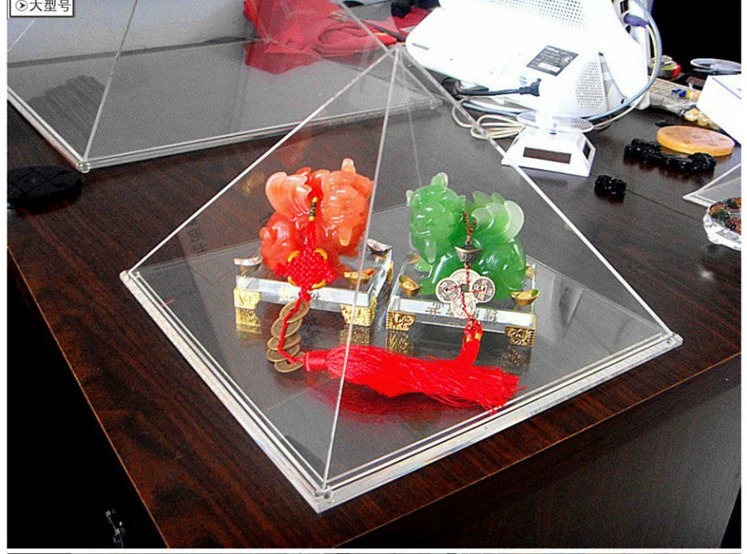 透明亚克力创意金字塔模型摆件带平台有机玻璃容器展示盒多尺寸