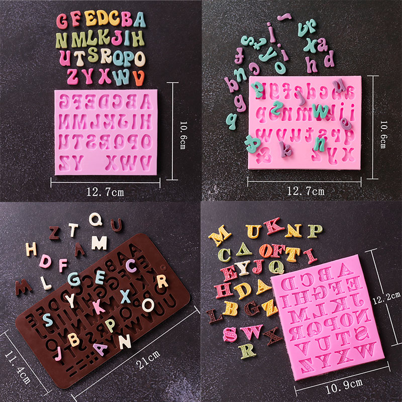 烘焙模具 diy手工巧克力26个字母硅胶翻糖模具立体字母黏土用