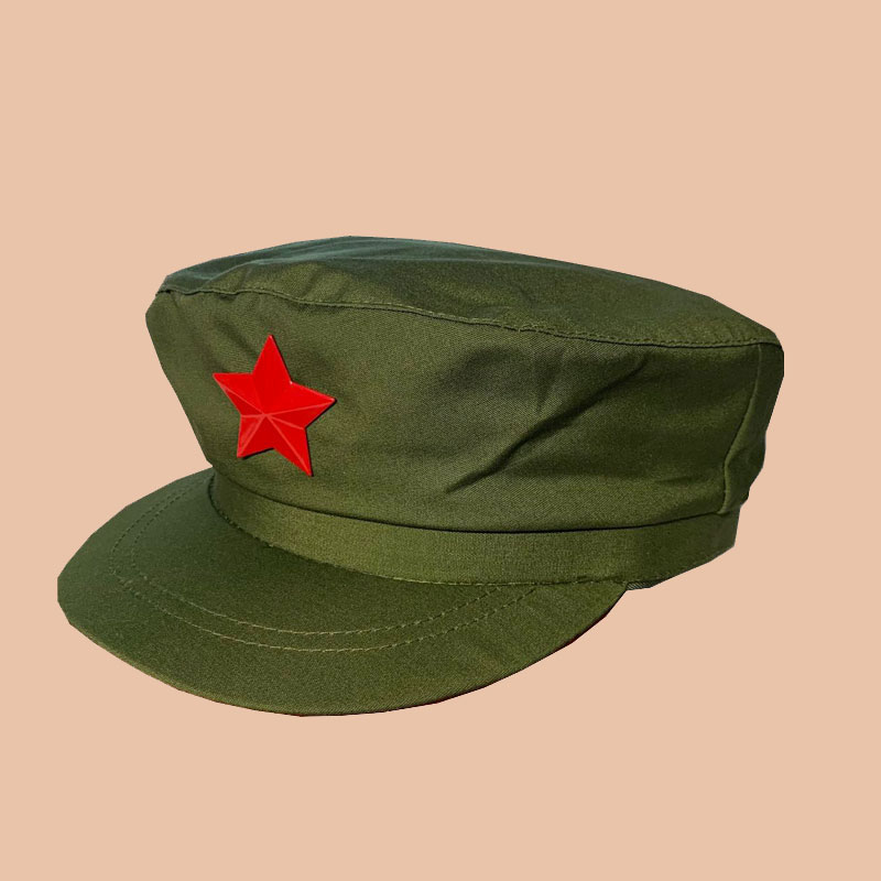 65式帽子老式退伍收藏品的确良男女演出老兵聚会解放平顶帽红军绿