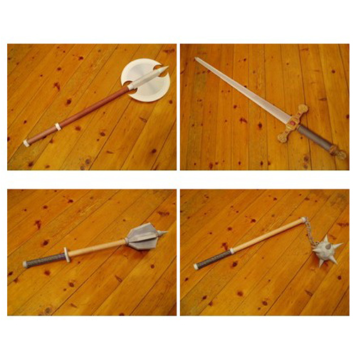 古代冷兵器宝剑流星锤斧子3D立体纸模型DIY手工制作儿童折纸玩具