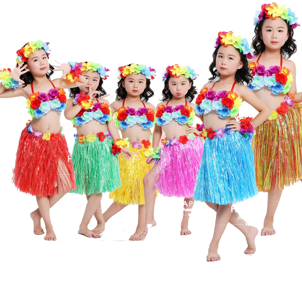 夏威夷儿童幼儿园六一走秀演出服海草舞加厚环保草裙舞蹈花环套装