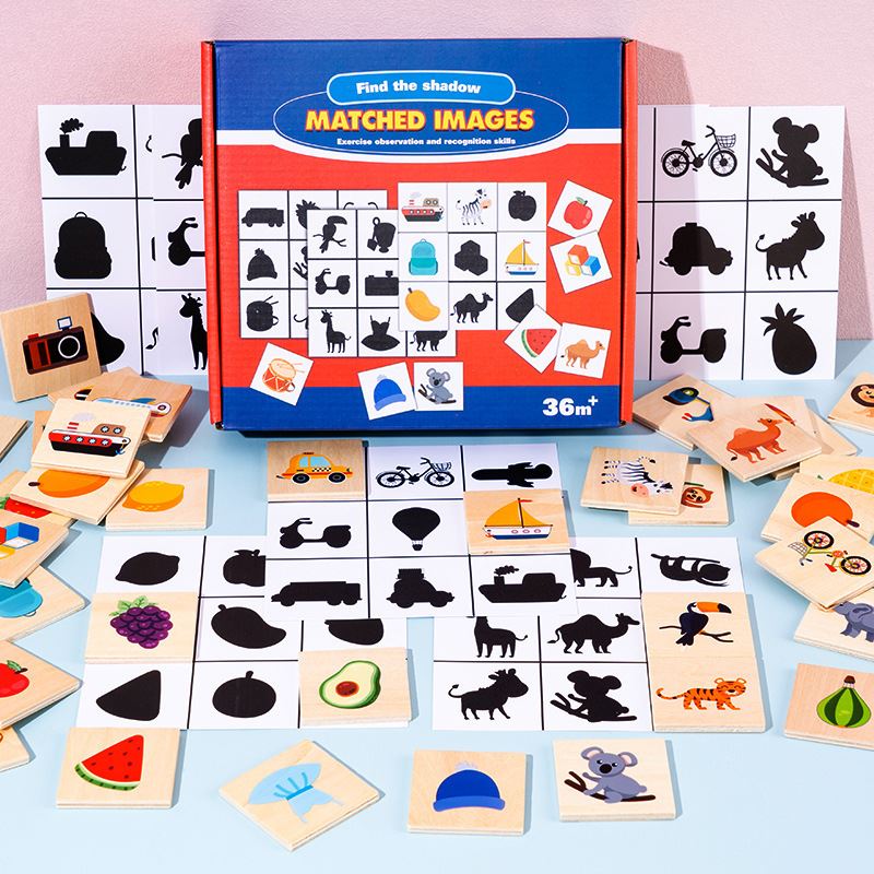 动物水果配对找影子配对拼图游戏早教儿童益智力开发木质玩具