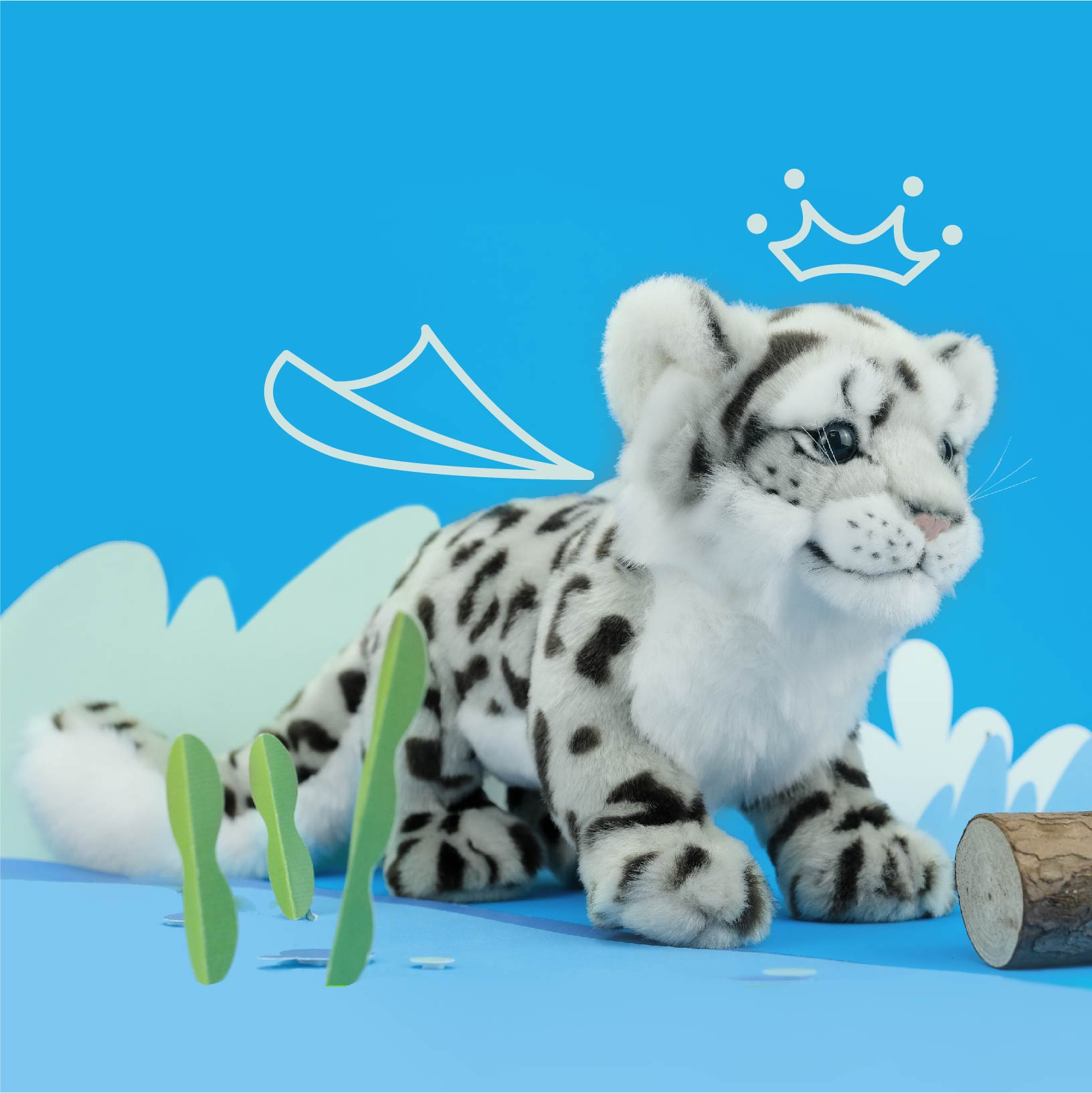 波普自然原创雪豹仿真玩偶毛绒大猫娃娃公仔动物玩具可爱礼物