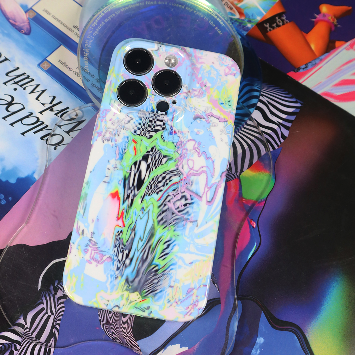 PlayGirl酸性设计波普风超现实撞色艺术手机壳适用iPhone15Promax苹果12小米华为Nova7几何全包边原创软壳