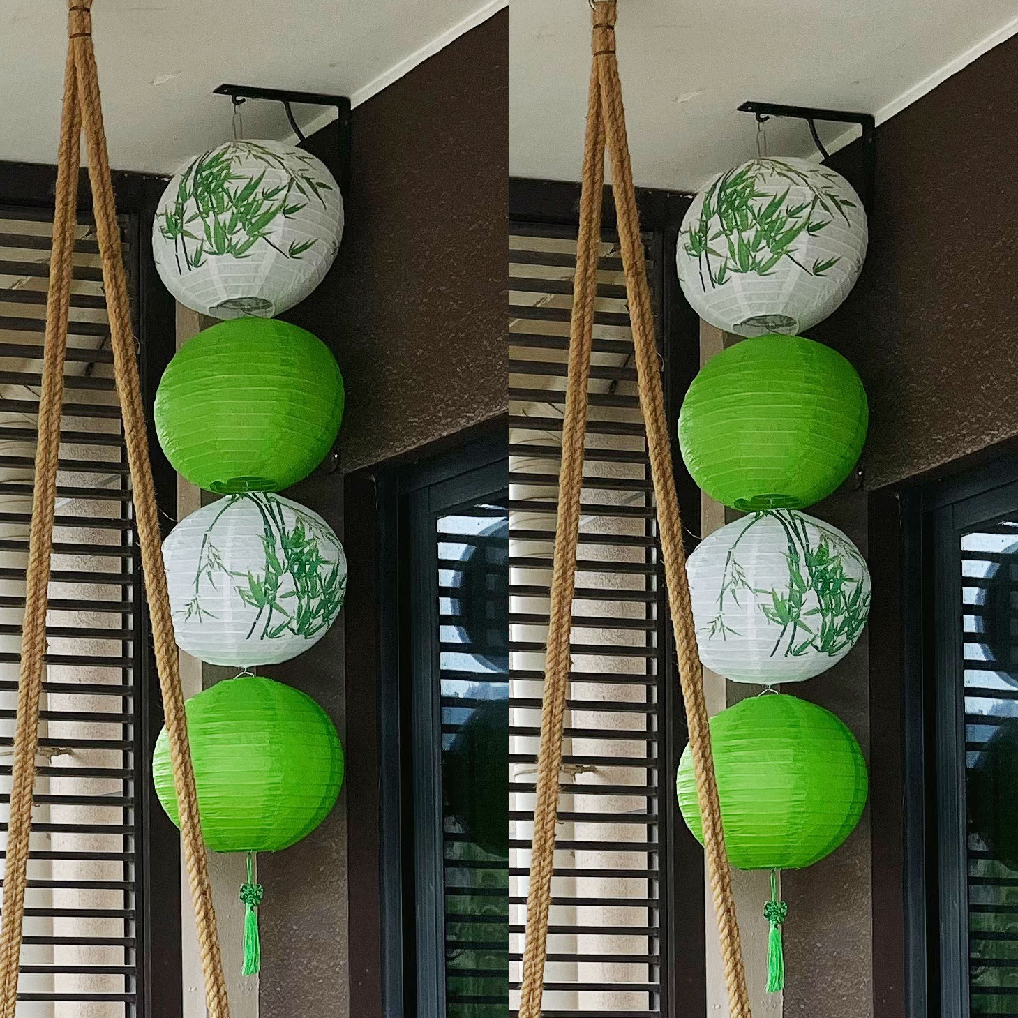 荷花绿色系竹子纸灯笼国风传统梅兰竹菊吊灯罩古风汉服手绘纸灯罩