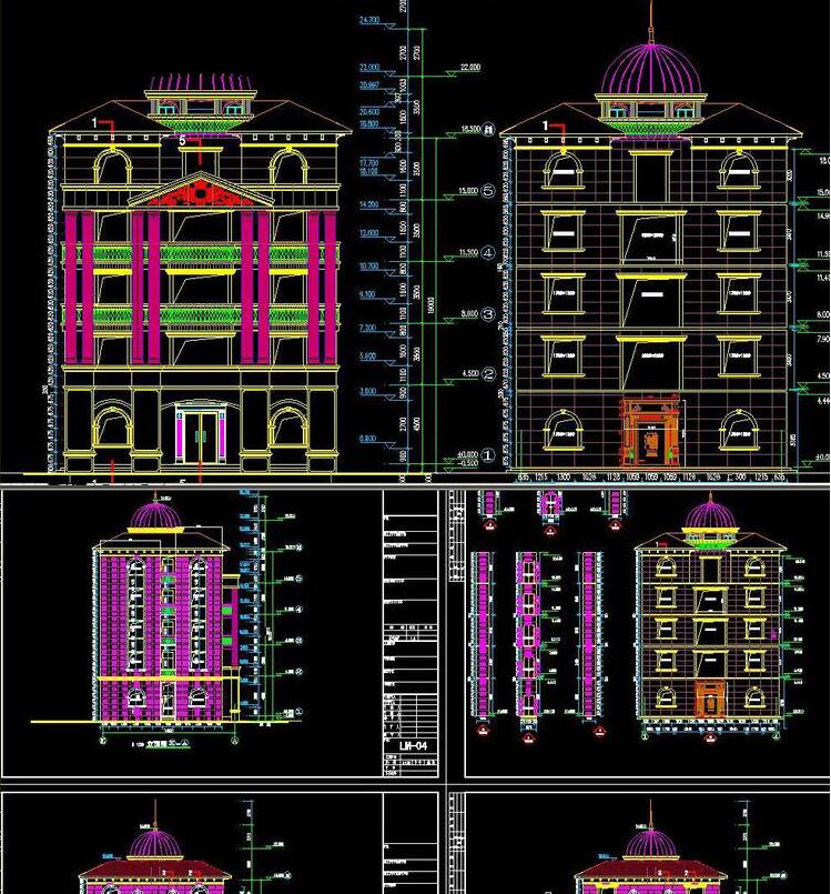 欧式古典别墅豪宅公馆石材材料干挂节点大样图建筑外观CAD施工图