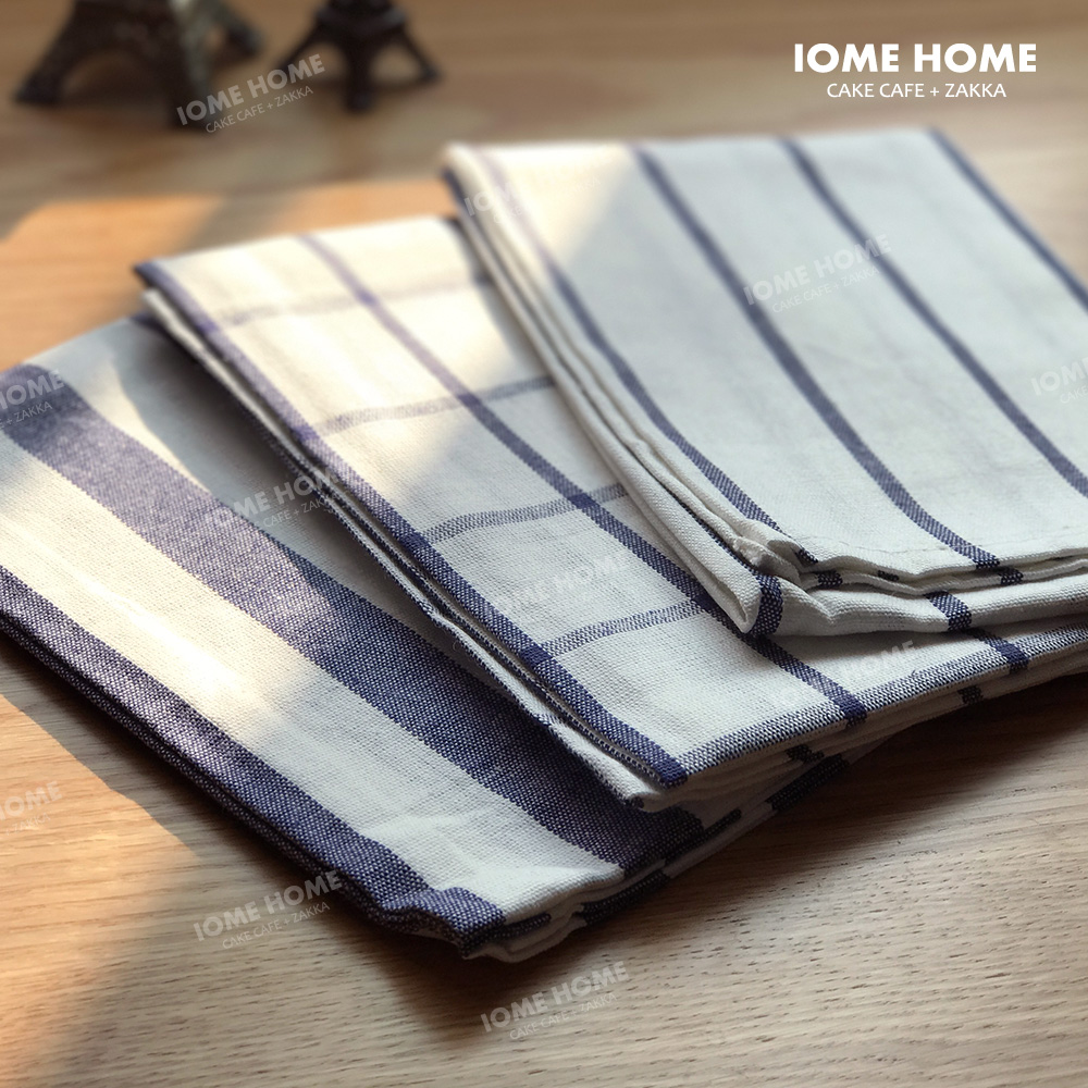 日式蓝色条纹格子餐垫北欧餐布拍摄背景布Zakka日本和风盘垫桌布