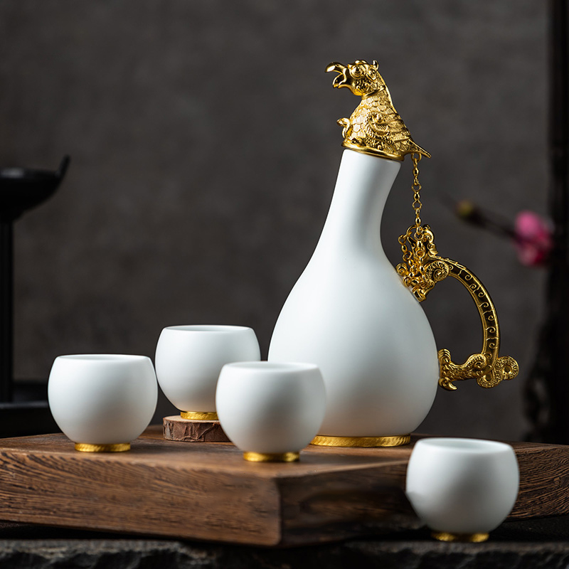 白酒杯酒壶酒盅陶瓷匏壶酒具套装家用中式复古送长辈朋友伙伴礼物