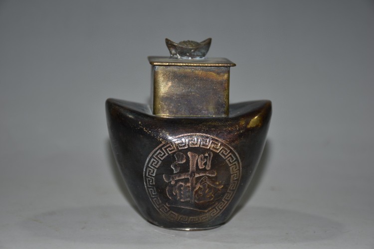 古玩杂项纯铜罐子民国时期铜元宝罐收藏摆件收藏品