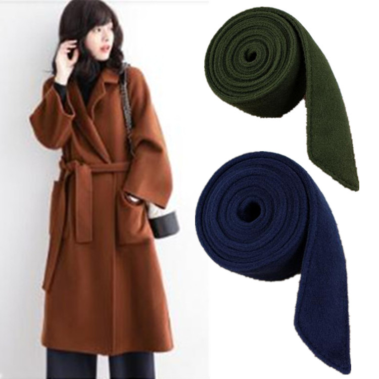 韩版毛呢大衣搭配腰带 仿毛呢布料面料5厘米宽长度一米7女款打结