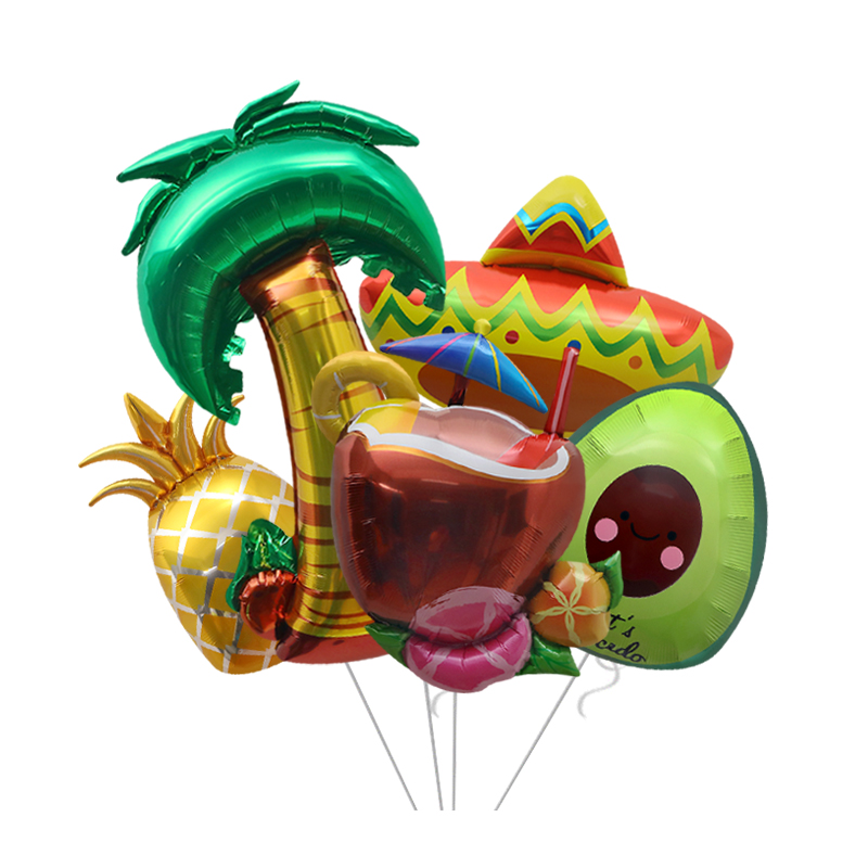 派对气氛装饰道具玩具汽球夏威夷系列卡通气球椰子造型菠萝牛油果