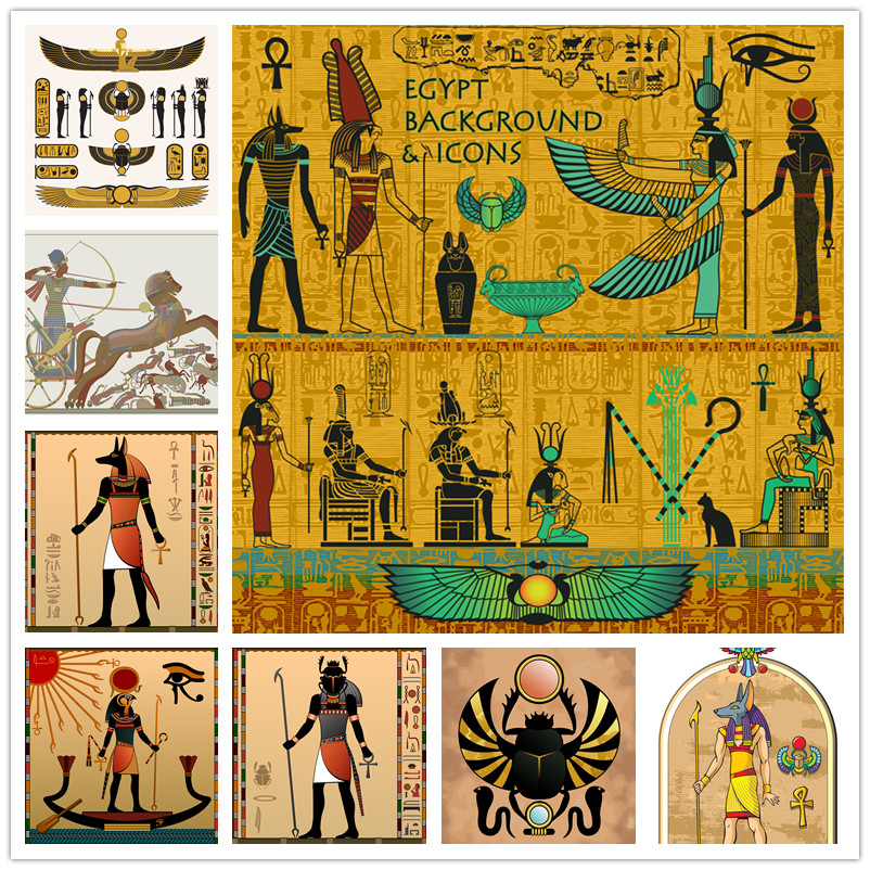 A0146矢量古埃及文化人物法老图腾壁画木乃伊太阳神 AI设计素材