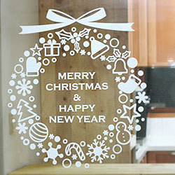 圣诞墙贴 Merry Christmas 气氛礼物耶诞花环玻璃橱窗装饰DIY贴纸