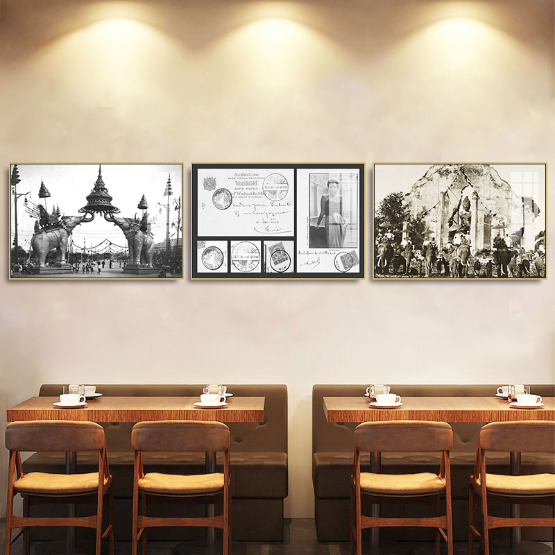 东南亚风格装饰画傣族背景墙装修壁画泰国风情餐厅泰式按摩店挂画