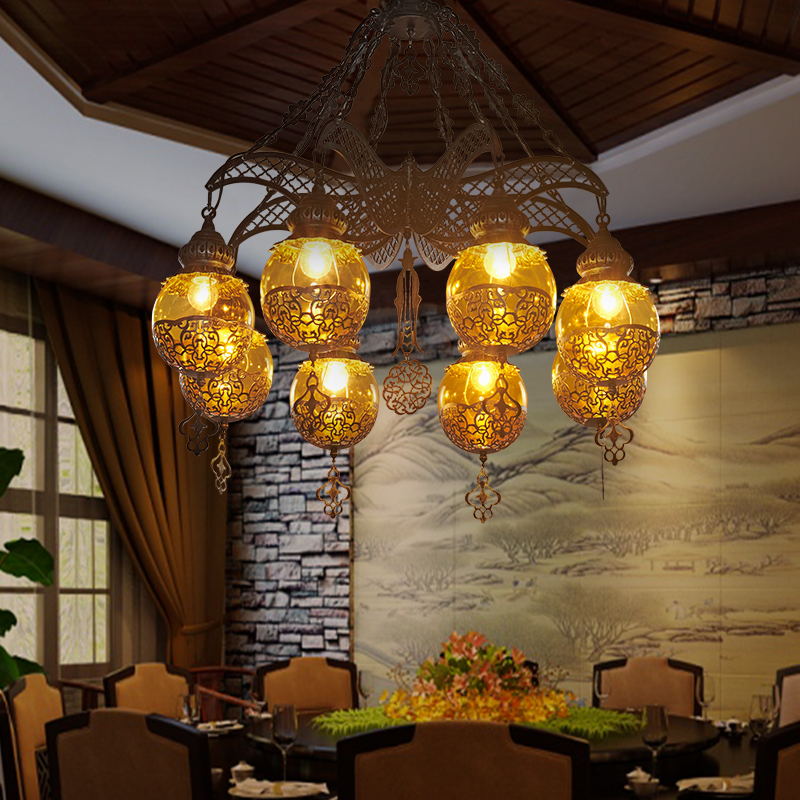东南亚装修风格客厅餐厅复古吊灯咖啡厅酒吧酒窖灯民族风氛围灯具