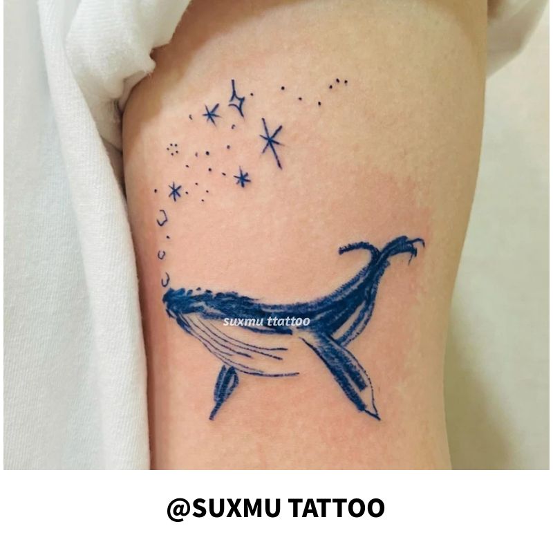 苏小木丨纹身师联名款 鲸鱼锦鲤 彩色高级感纹身贴放女持久